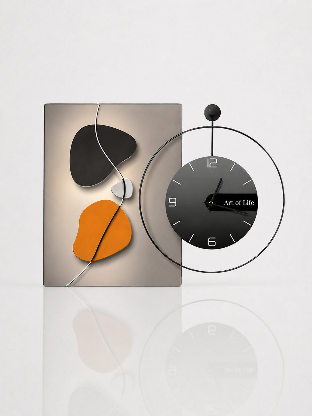 Abstract Canvas Wall Clock with Floating Aluminum Frame