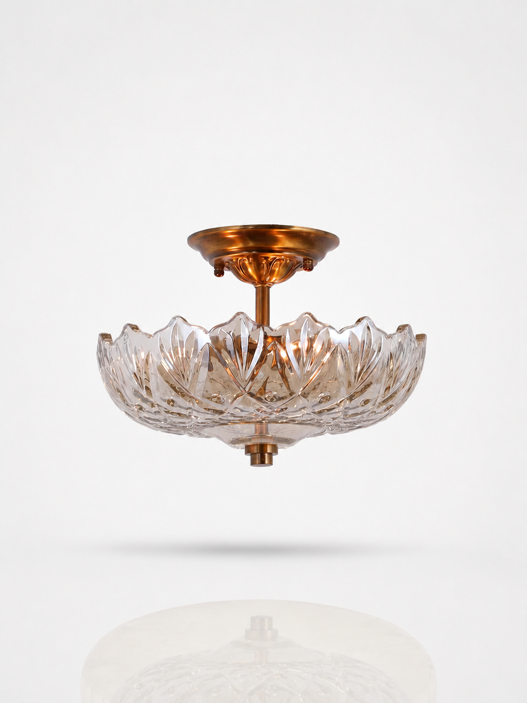 Amber Glass Semi-Flush Ceiling Lamp