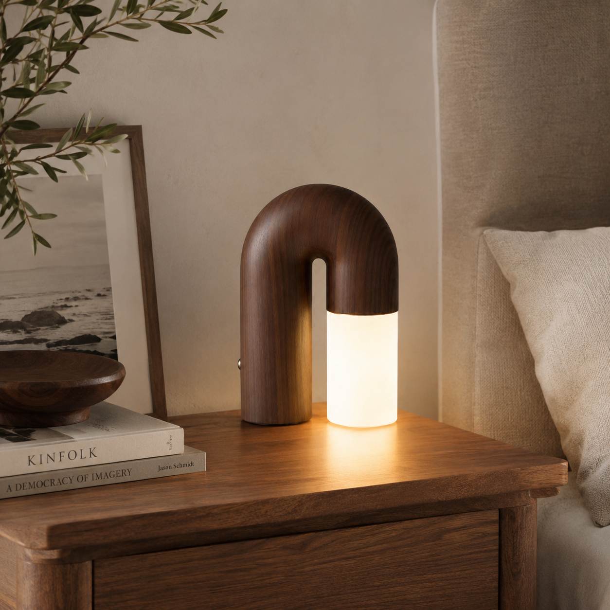 Arco Ash Wood Table Lamp
