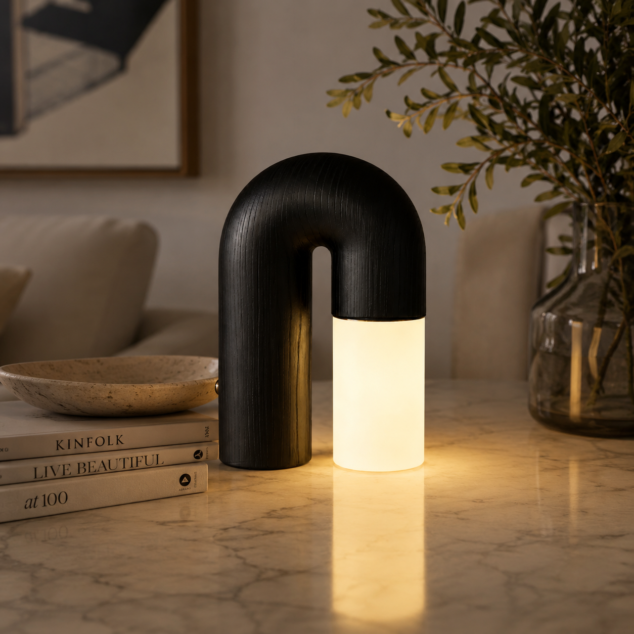 Arco Ash Wood Table Lamp