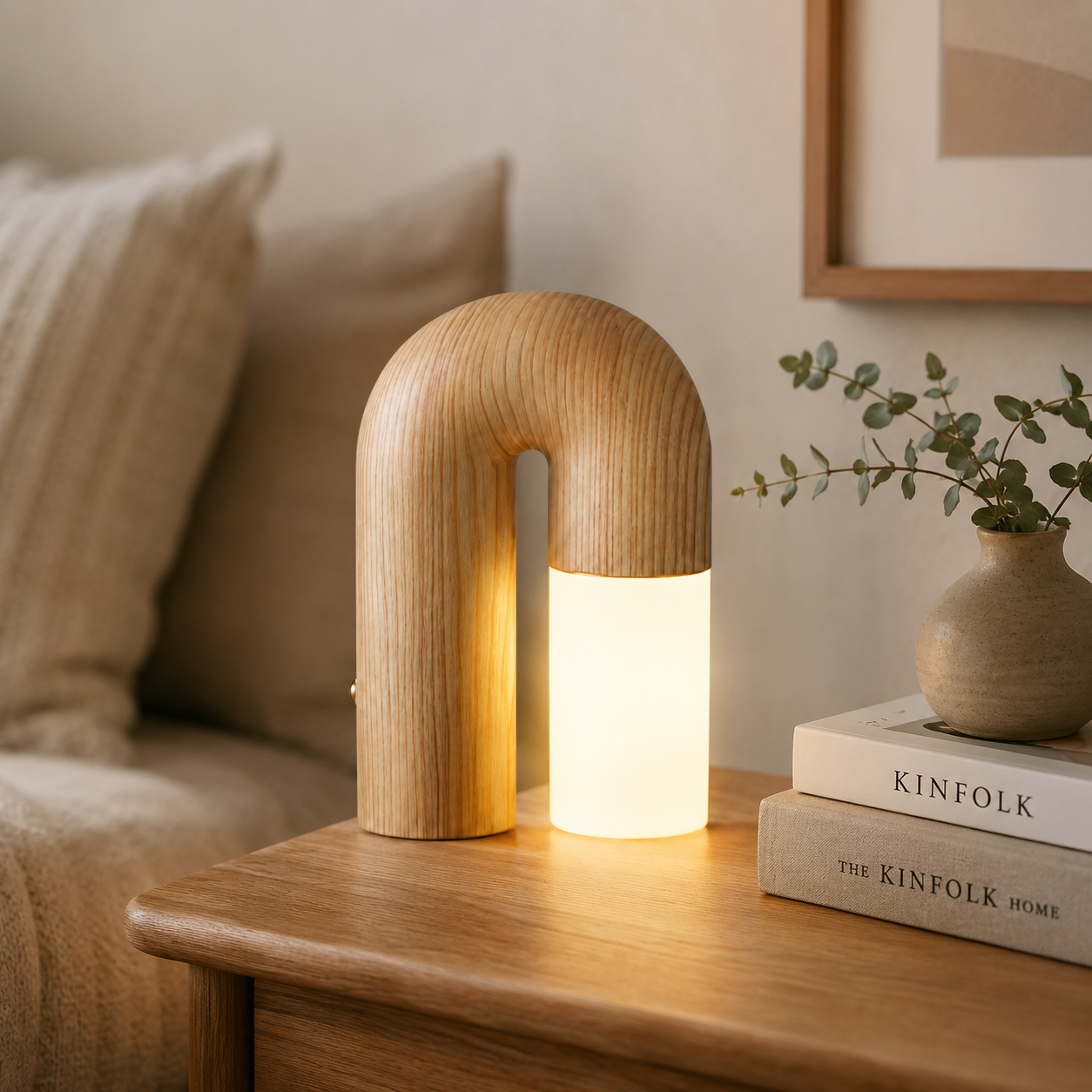 Arco Ash Wood Table Lamp