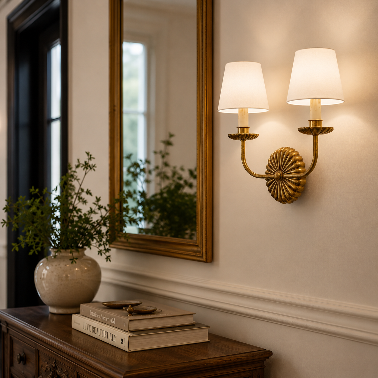 Vintage Gold Leaf Wall Lamp
