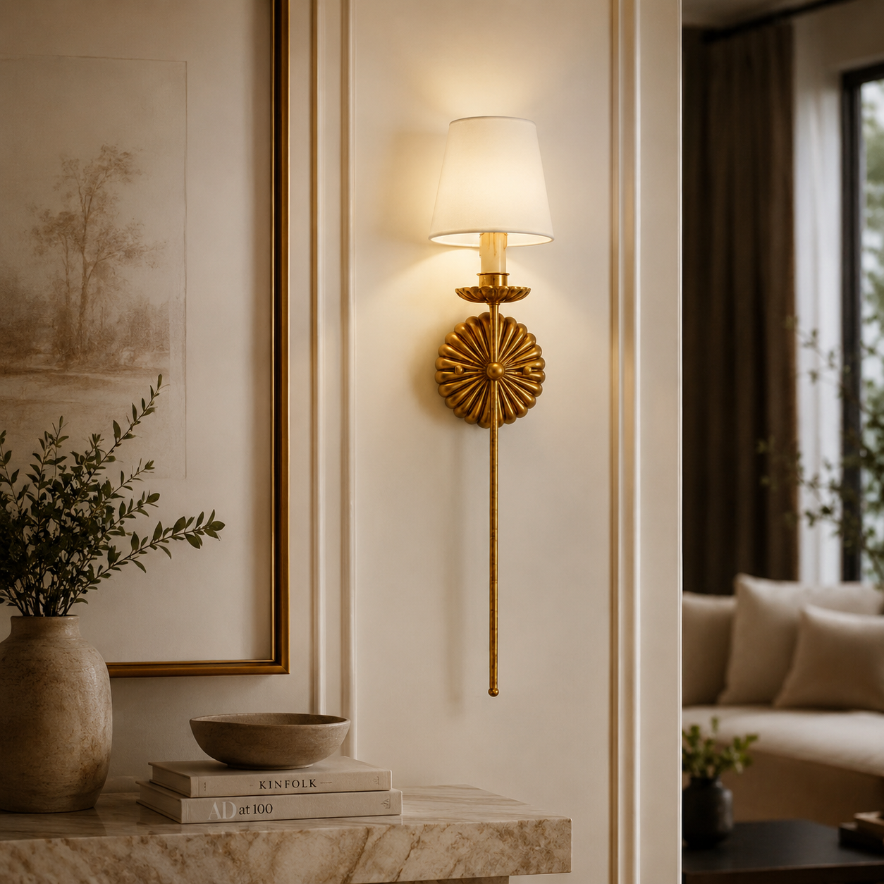 Vintage Gold Leaf Wall Lamp