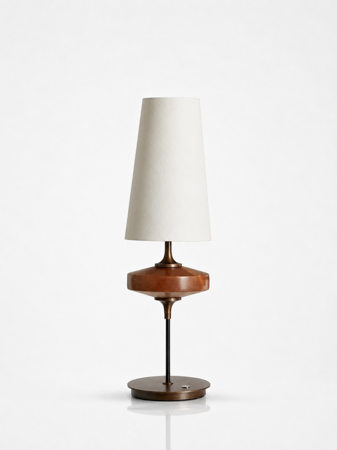 Walnut Wood Plug-In Wall Lamp with Bouclé Fabric Shade
