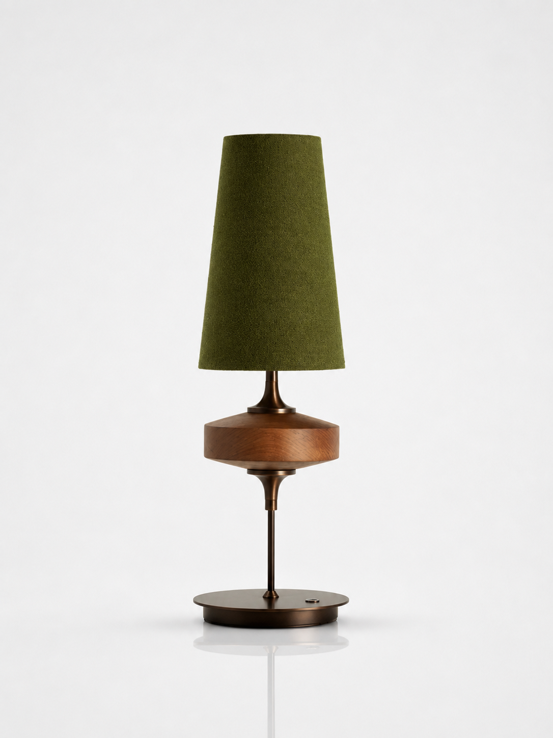 Walnut Wood Plug-In Wall Lamp with Bouclé Fabric Shade