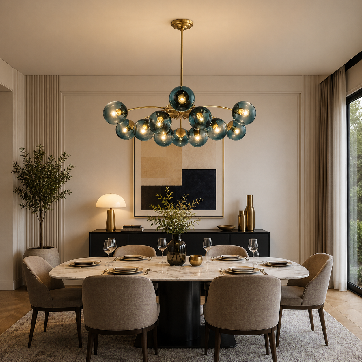 Azure Bloom Bubble Chandelier