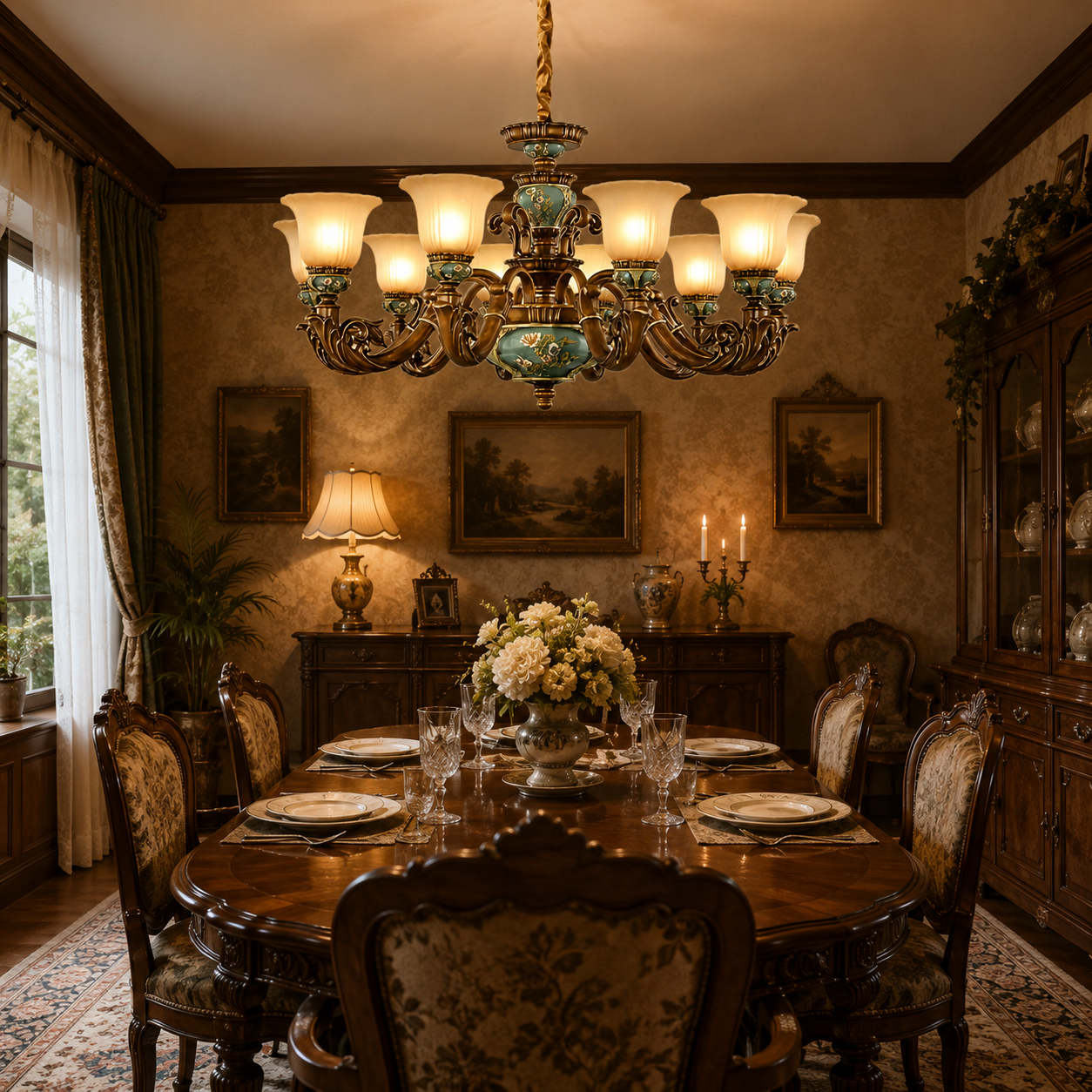 Vintage Floral Ceramic Chandelier