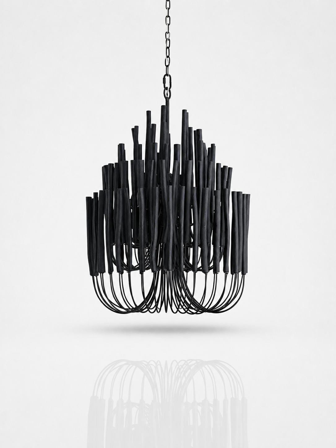 Whitewashed Wood Rod Chandelier