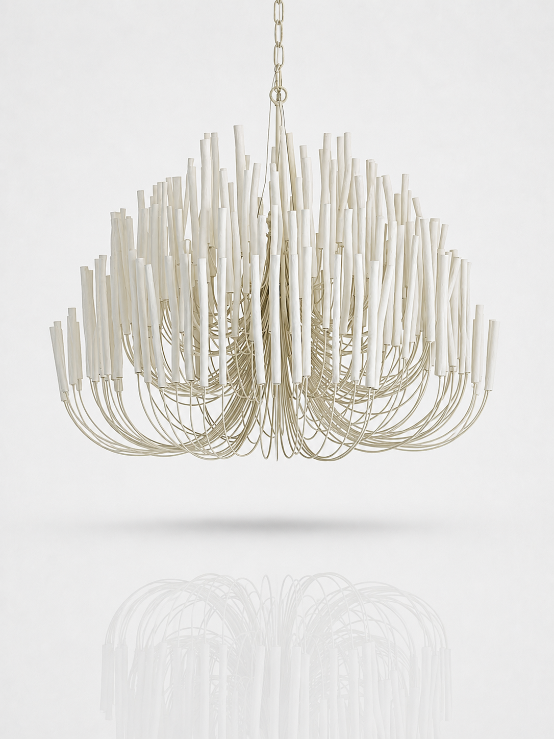 Whitewashed Wood Rod Chandelier