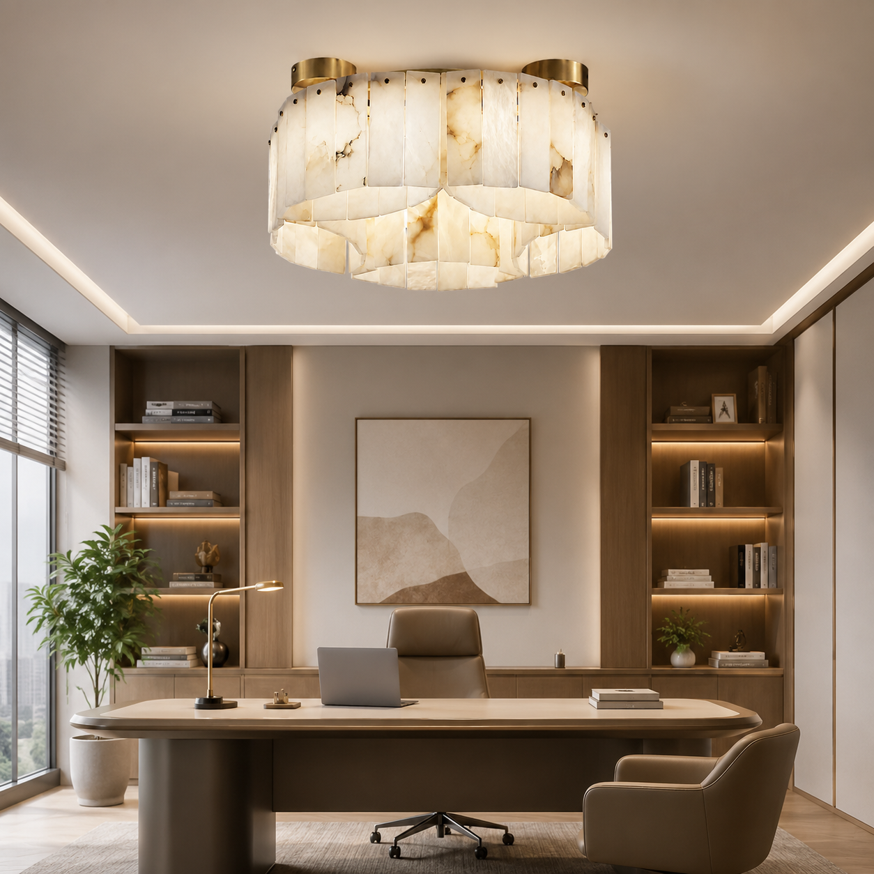 Liora Alabaster Brass Ceiling Lamp
