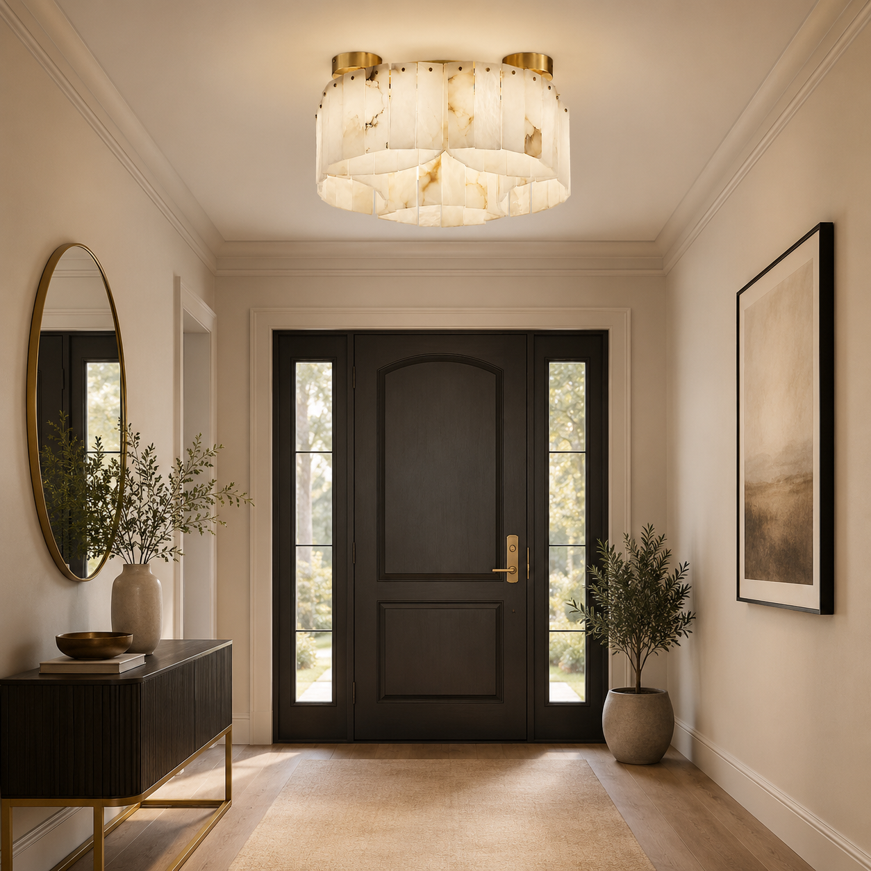 Liora Alabaster Brass Ceiling Lamp