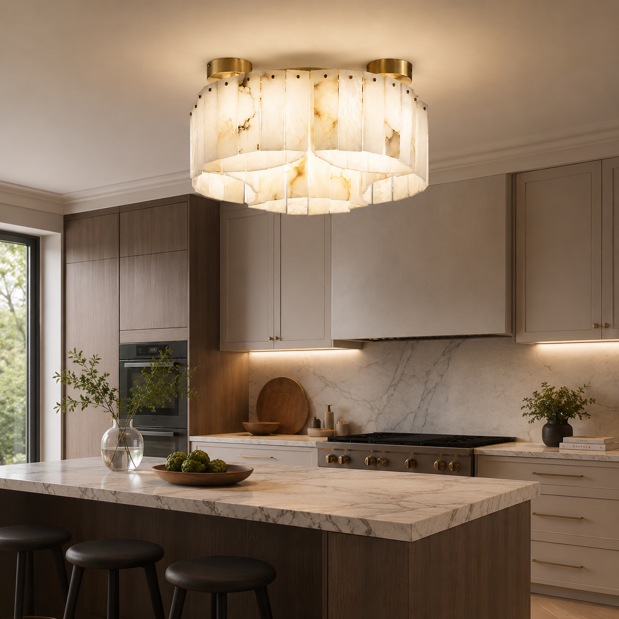 Liora Alabaster Brass Ceiling Lamp