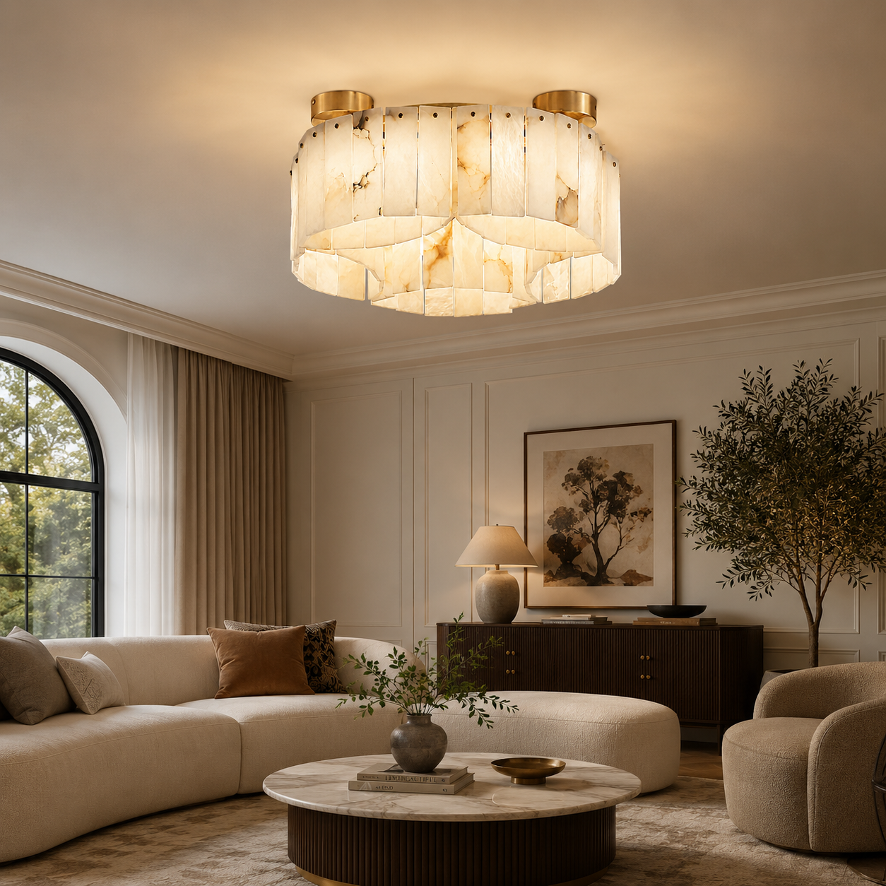 Liora Alabaster Brass Ceiling Lamp