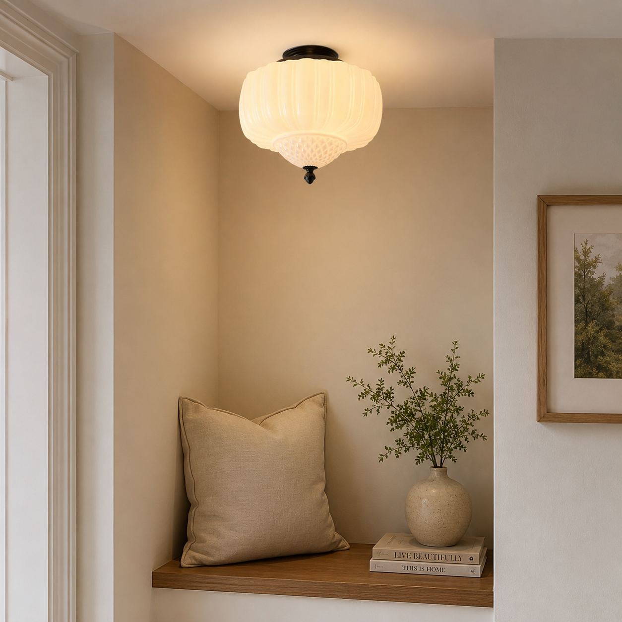 Geometric Drum Flush Mount Ceiling Lamp
