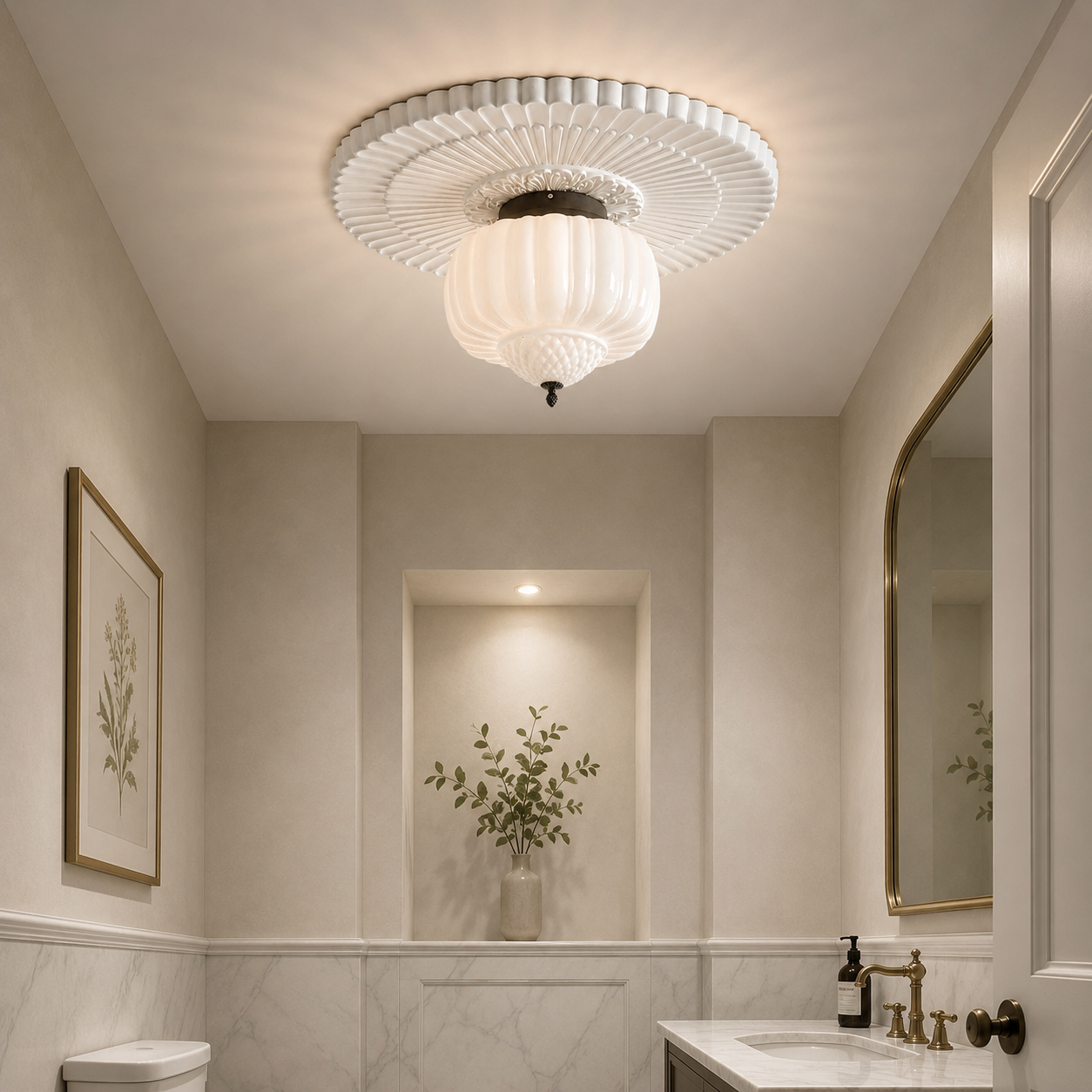 Geometric Drum Flush Mount Ceiling Lamp