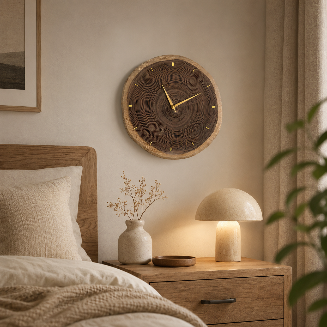 Natural Wood Grain LED Wall Clock