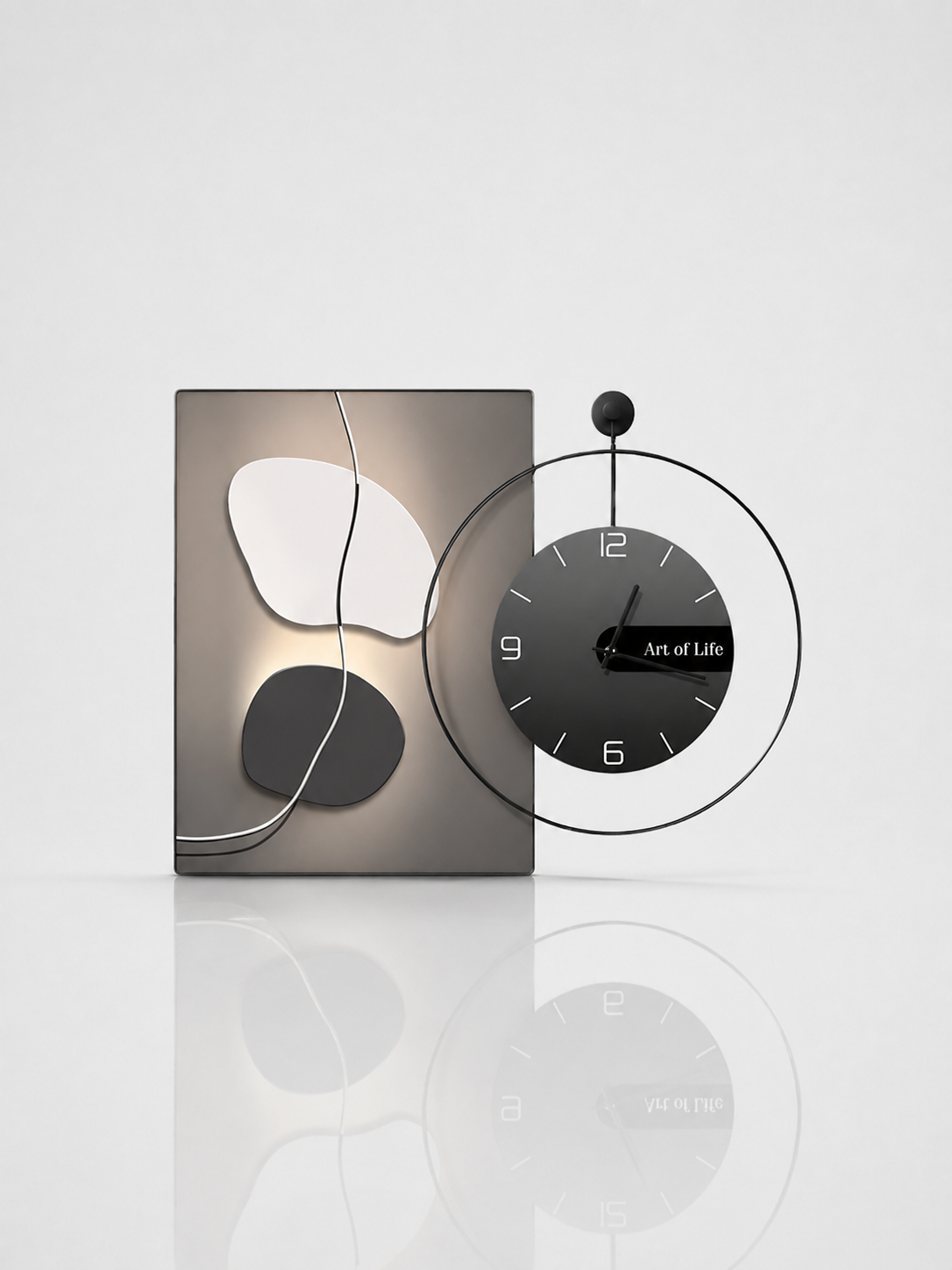 Abstract Canvas Wall Clock with Floating Aluminum Frame