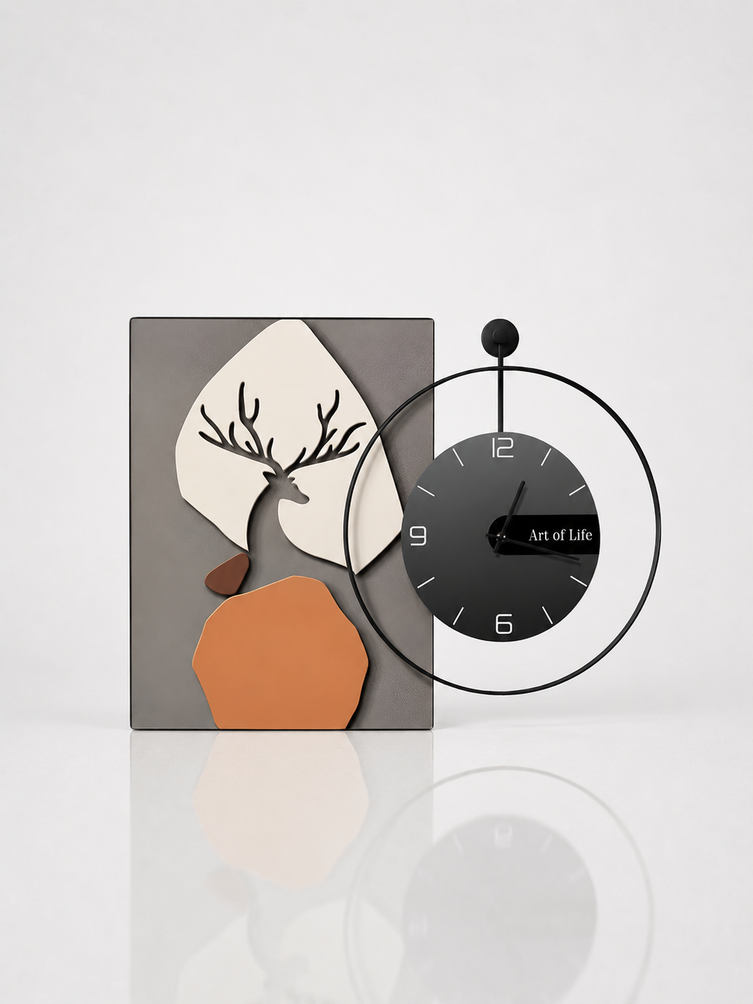 Abstract Canvas Wall Clock with Floating Aluminum Frame