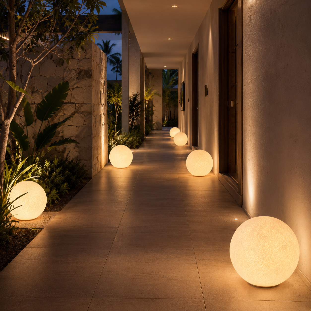 Lunara Moon Globe Pillar Outdoor Light