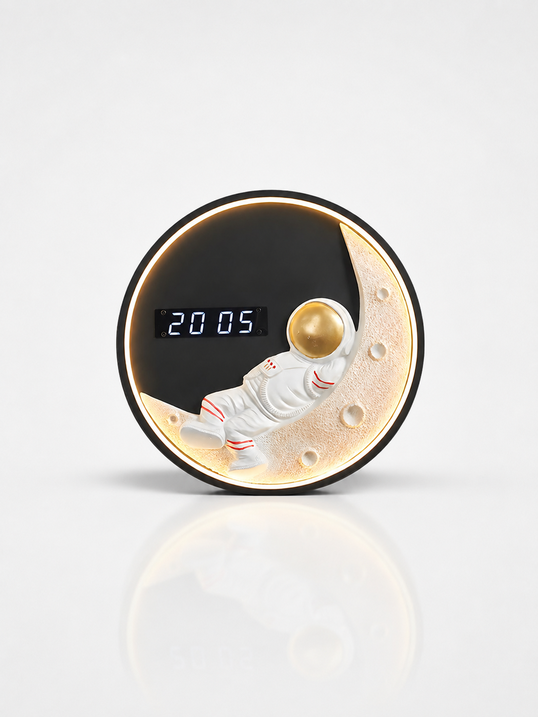 Moon LED Wall Light with Digital Clock and Astronaut Decor
