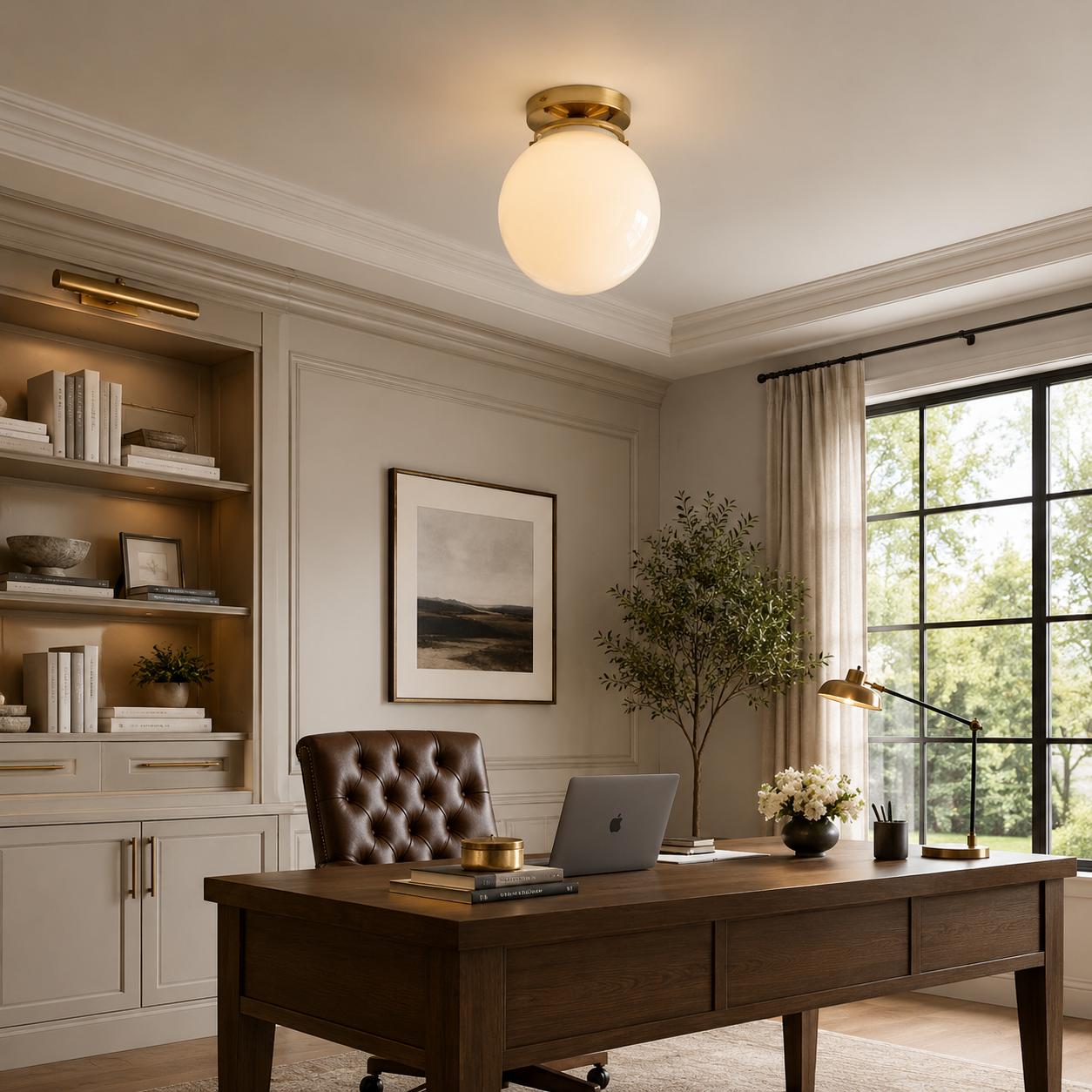 Brass Globe Ceiling Lamp