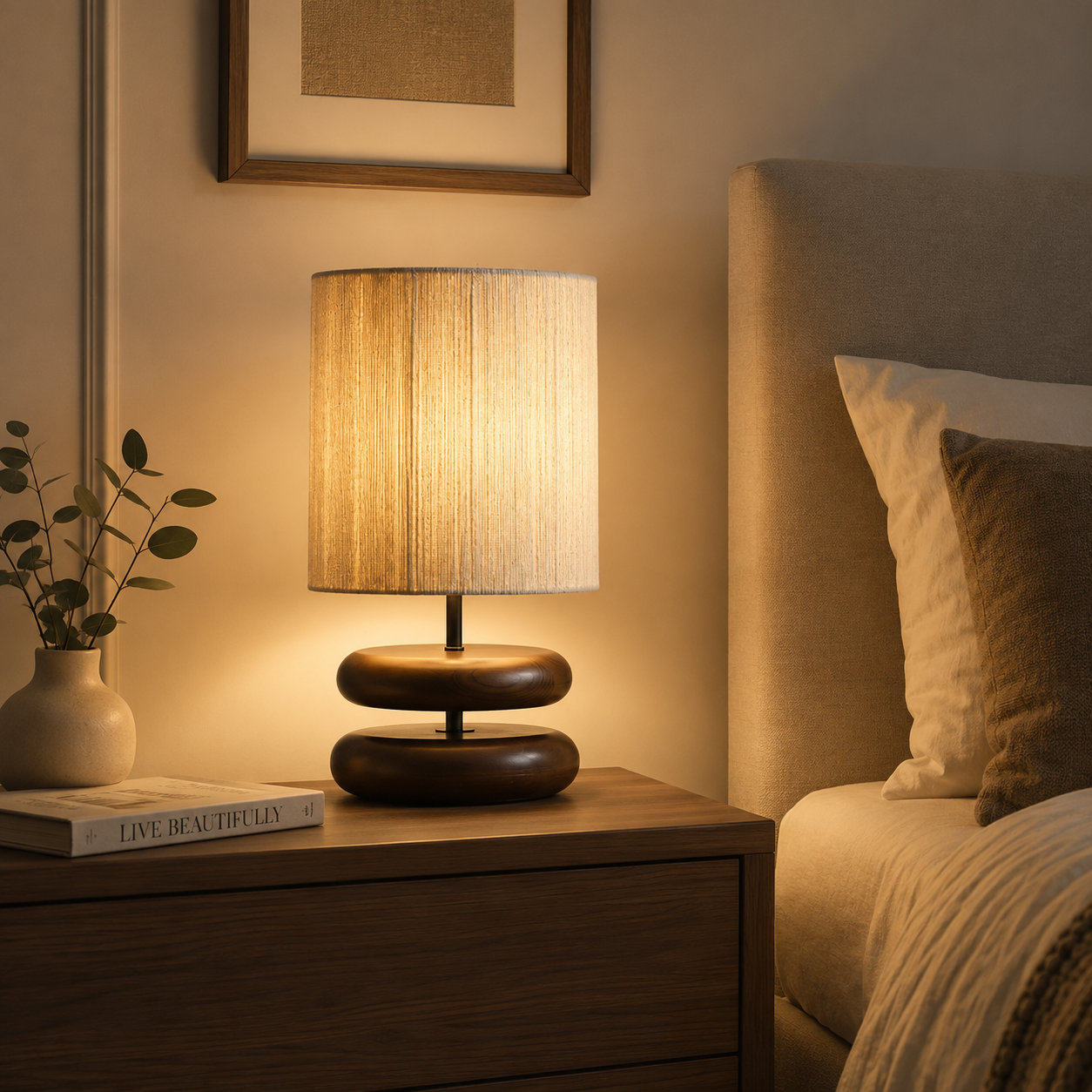 Wood Table Lamp with Plug-In Cord