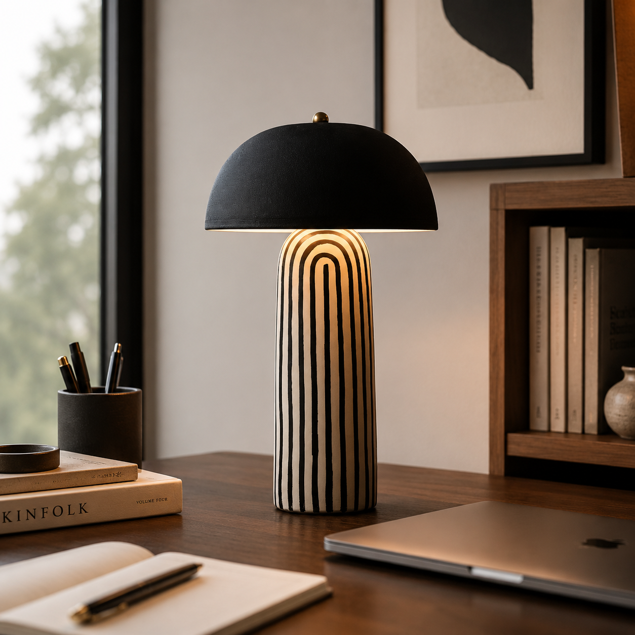 Striped Ceramic Table Lamp