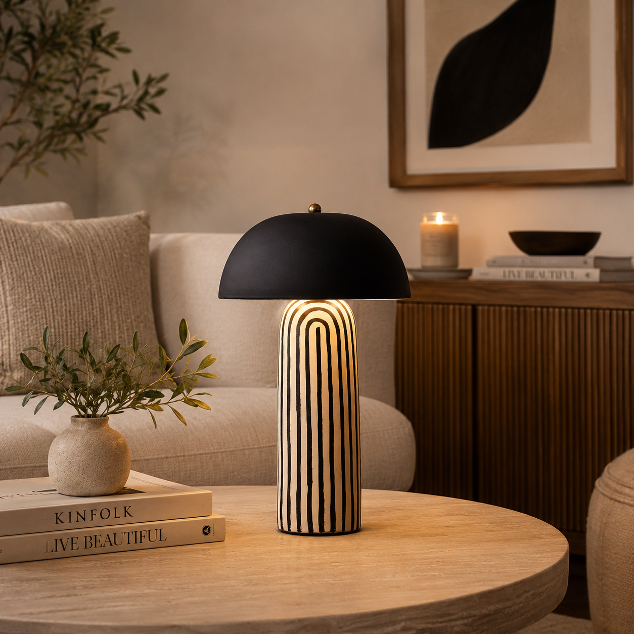 Striped Ceramic Table Lamp