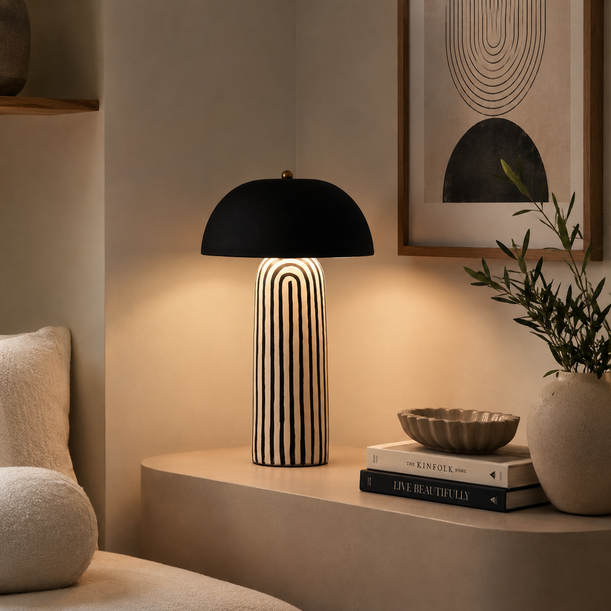 Striped Ceramic Table Lamp