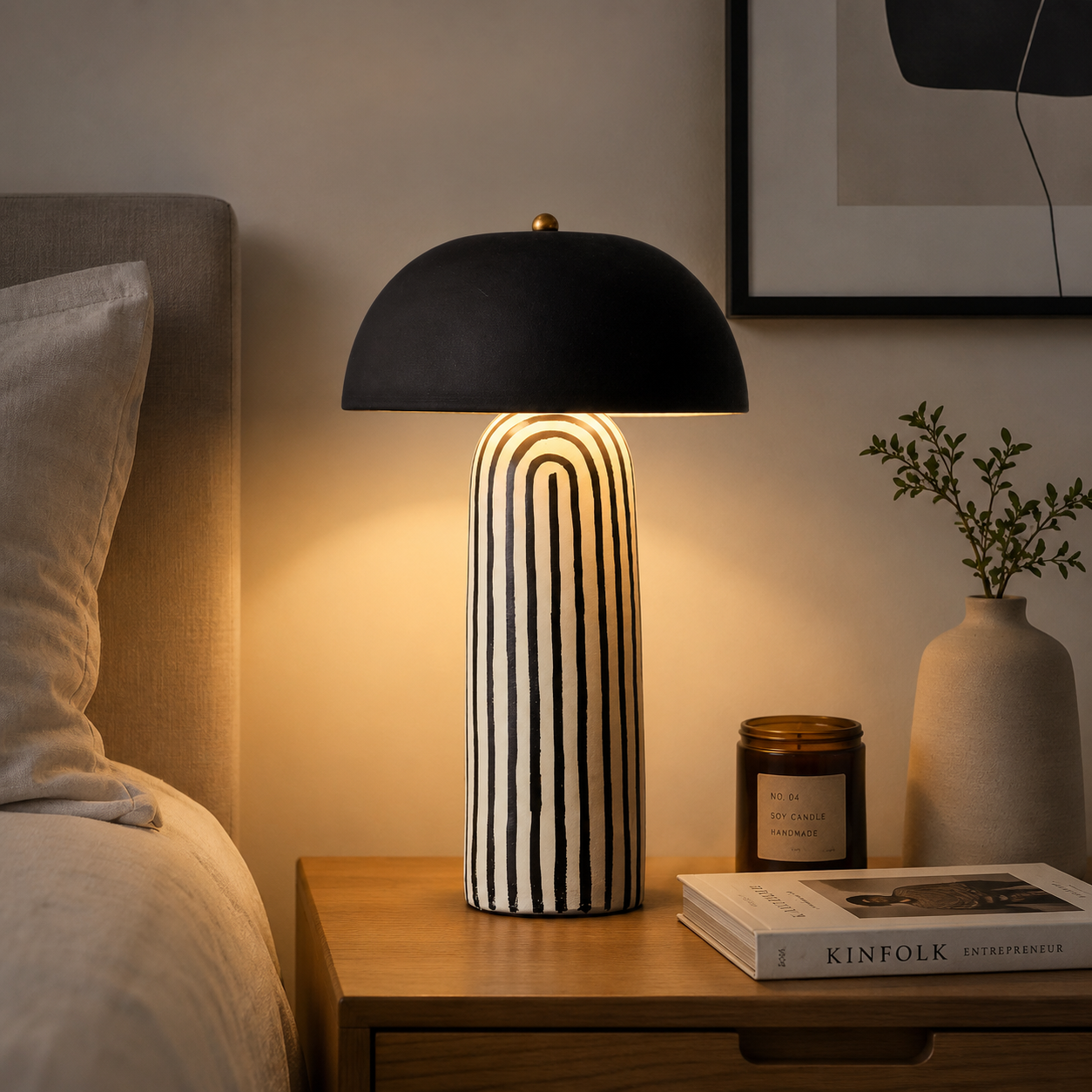 Striped Ceramic Table Lamp