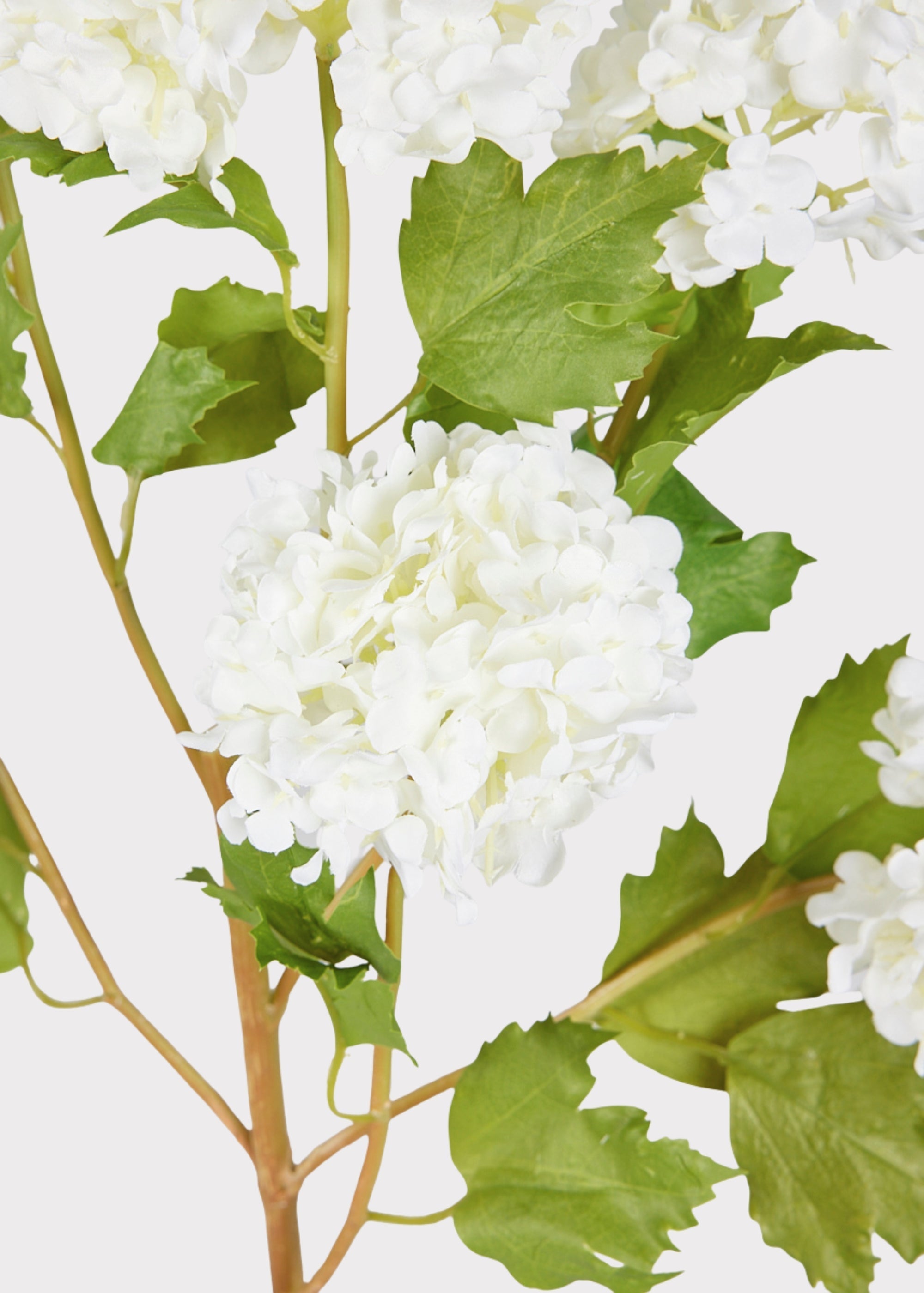 White Faux Hydrangea Stem | 24-Inch Artificial Snowball Flower