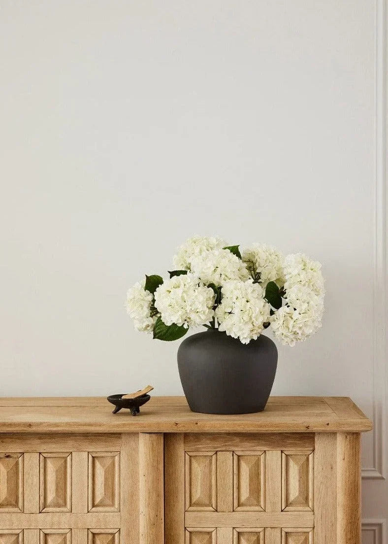 Artificial Flower Real Touch Hydrangea Stem Talc White 18"