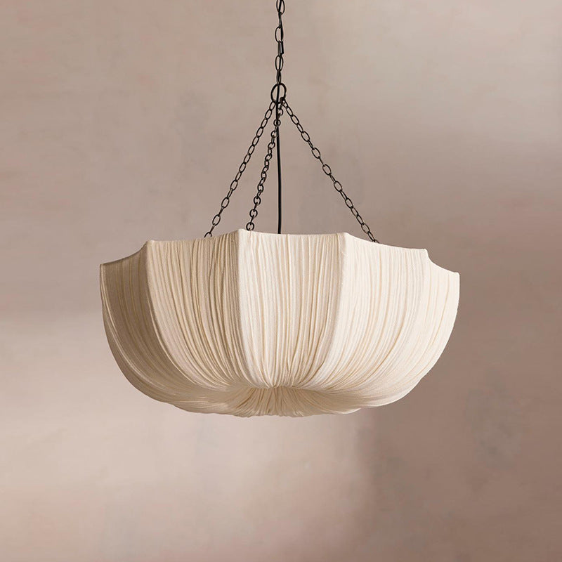 Étoile French Fabric Chandelier | Handcrafted Shade, Iron Frame, Adjustable Hanging Light