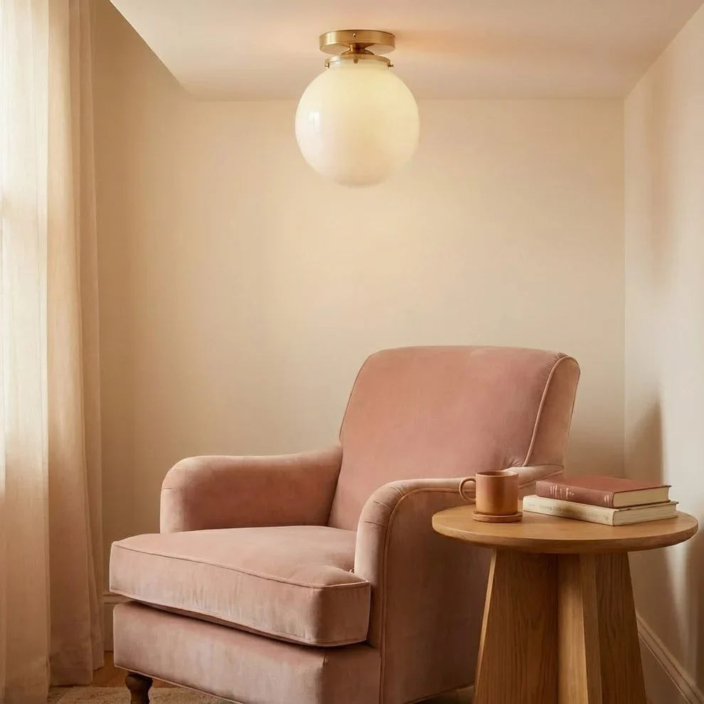 Brass Globe Ceiling Lamp