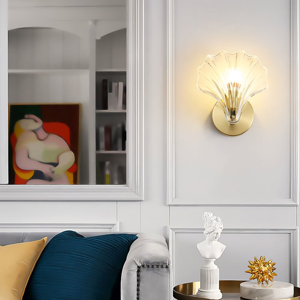 Brass & Glass Coastal Seashell Wall Lamp