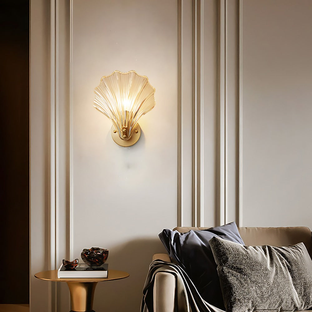 Brass & Glass Coastal Seashell Wall Lamp