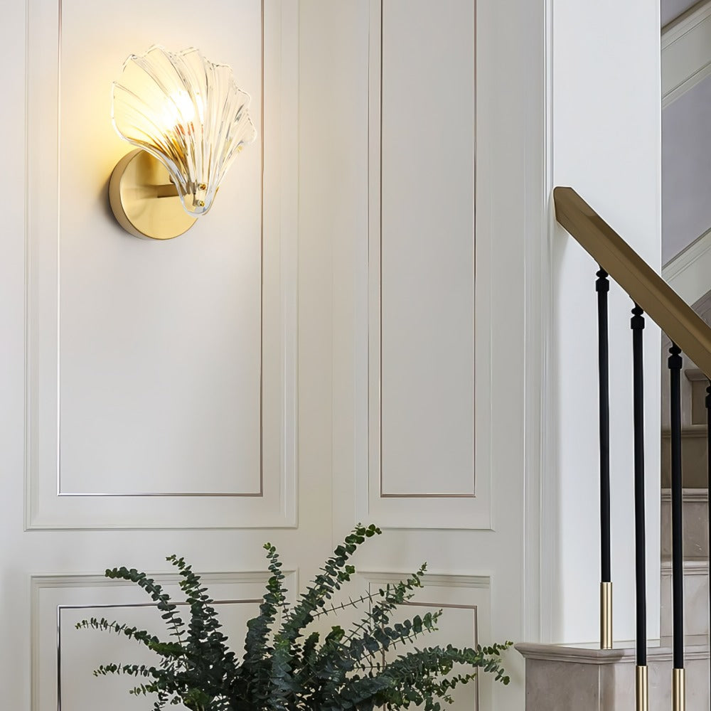 Brass & Glass Coastal Seashell Wall Lamp
