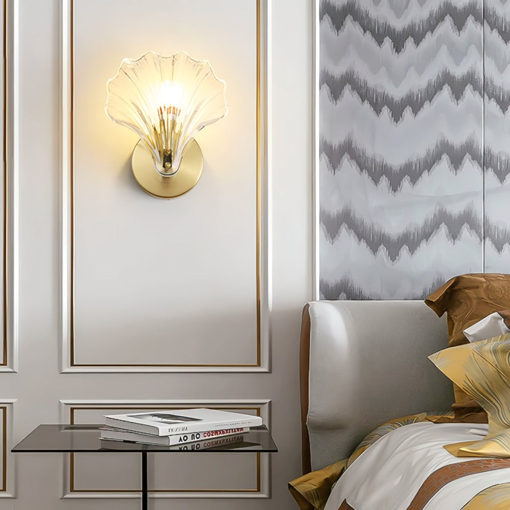 Brass & Glass Coastal Seashell Wall Lamp