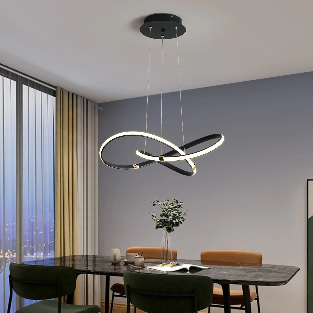 Black LED Pendant Light Adjustable Length