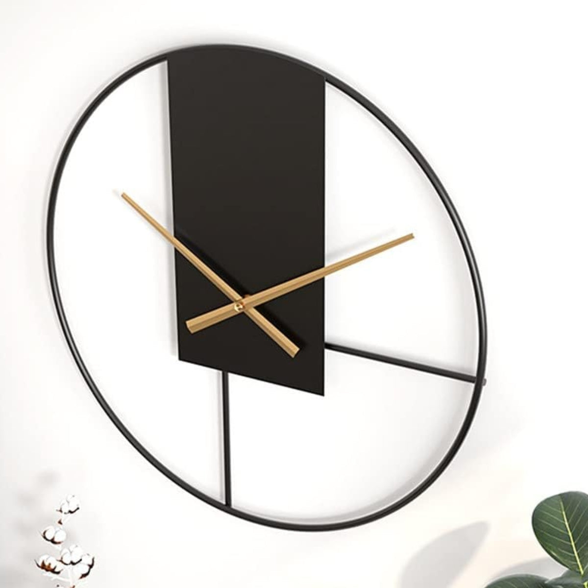 Velora Minimal Wall Clock | Japandi-Inspired Black Frame with Gold Hands