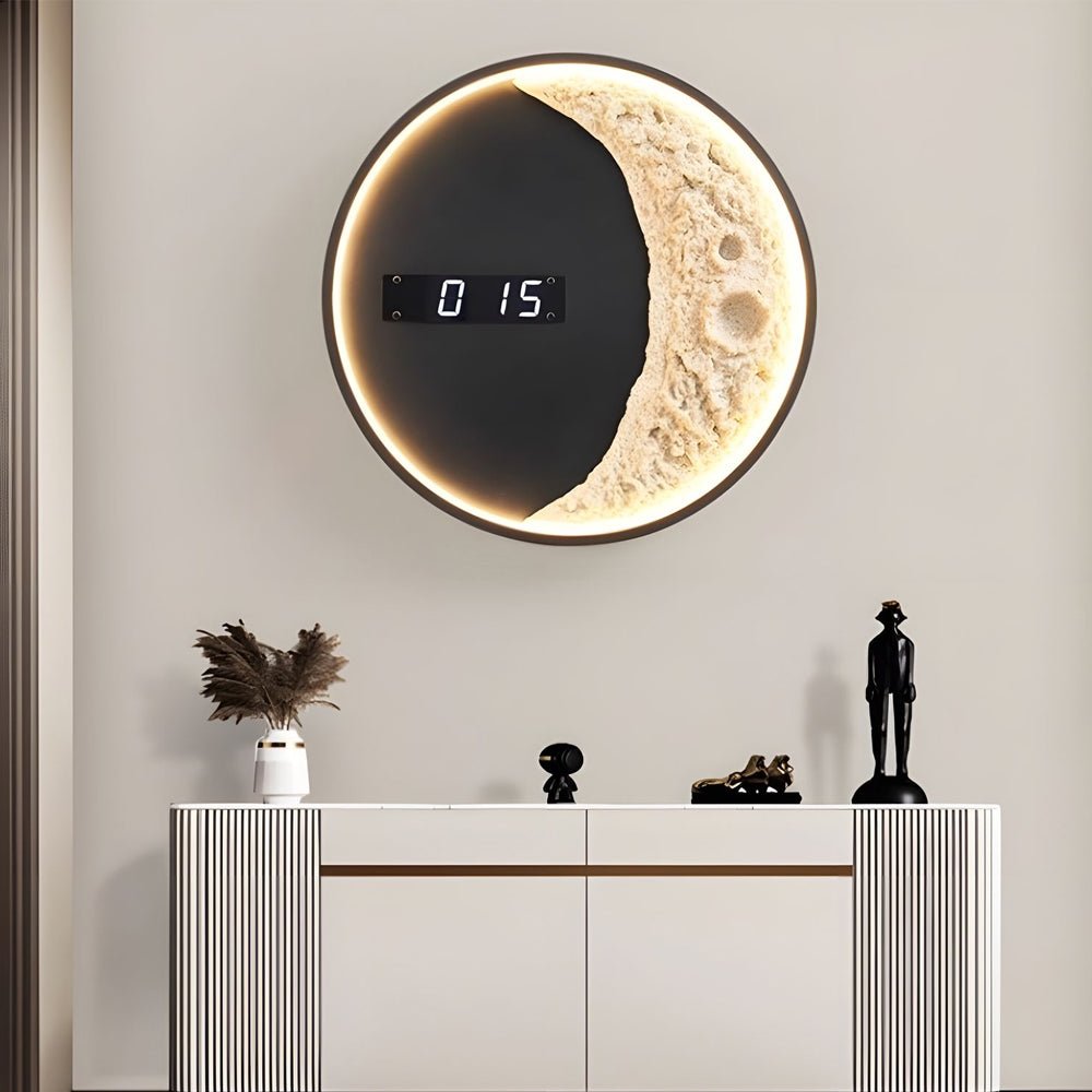 Moon LED Wall Light with Digital Clock and Astronaut Decor