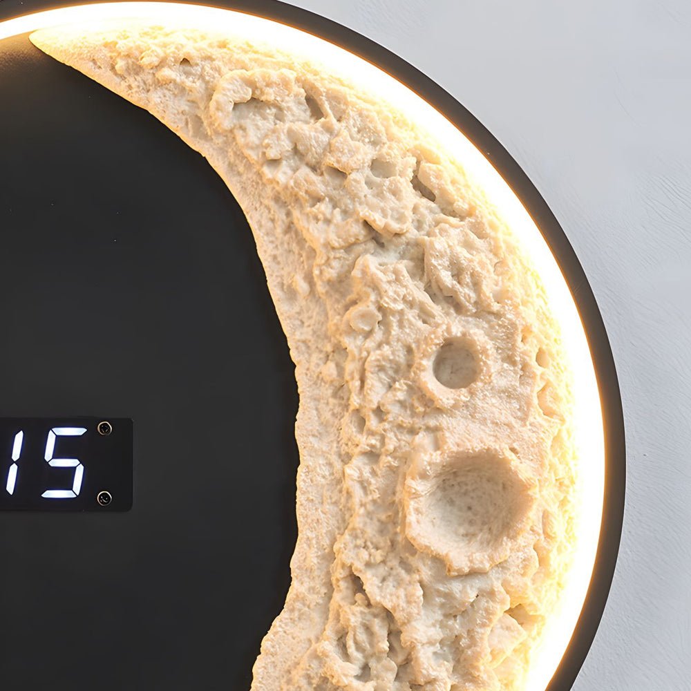 Moon LED Wall Light with Digital Clock and Astronaut Decor