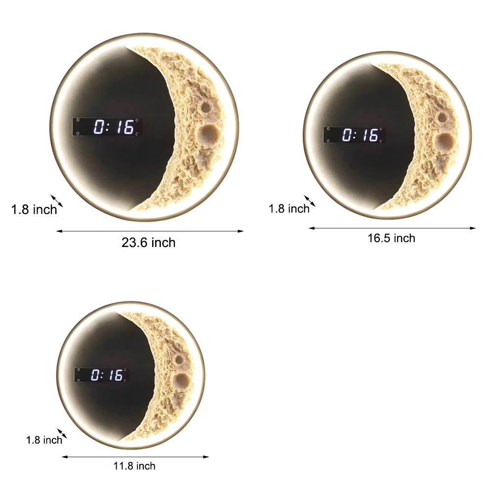 Moon LED Wall Light with Digital Clock and Astronaut Decor