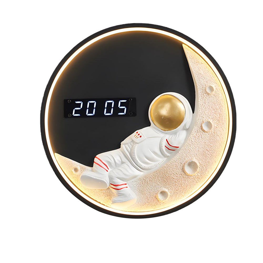 Moon LED Wall Light with Digital Clock and Astronaut Decor