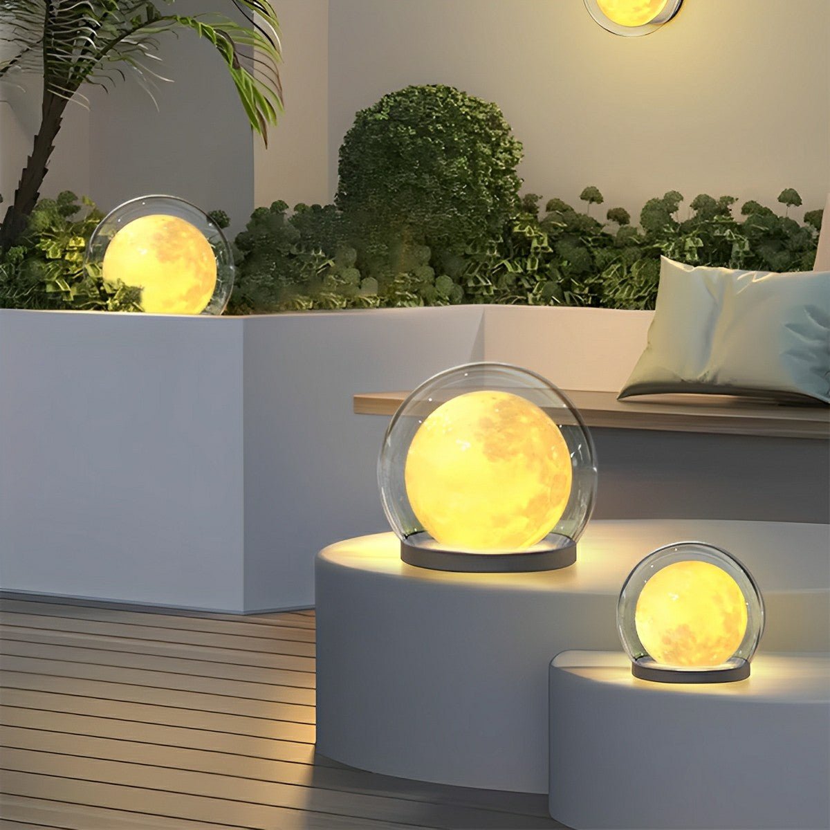 Waterproof Moon Bubble Post Outdoor Light