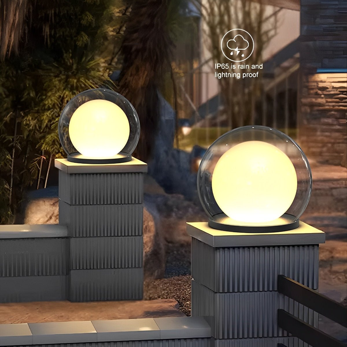 Waterproof Moon Bubble Post Outdoor Light