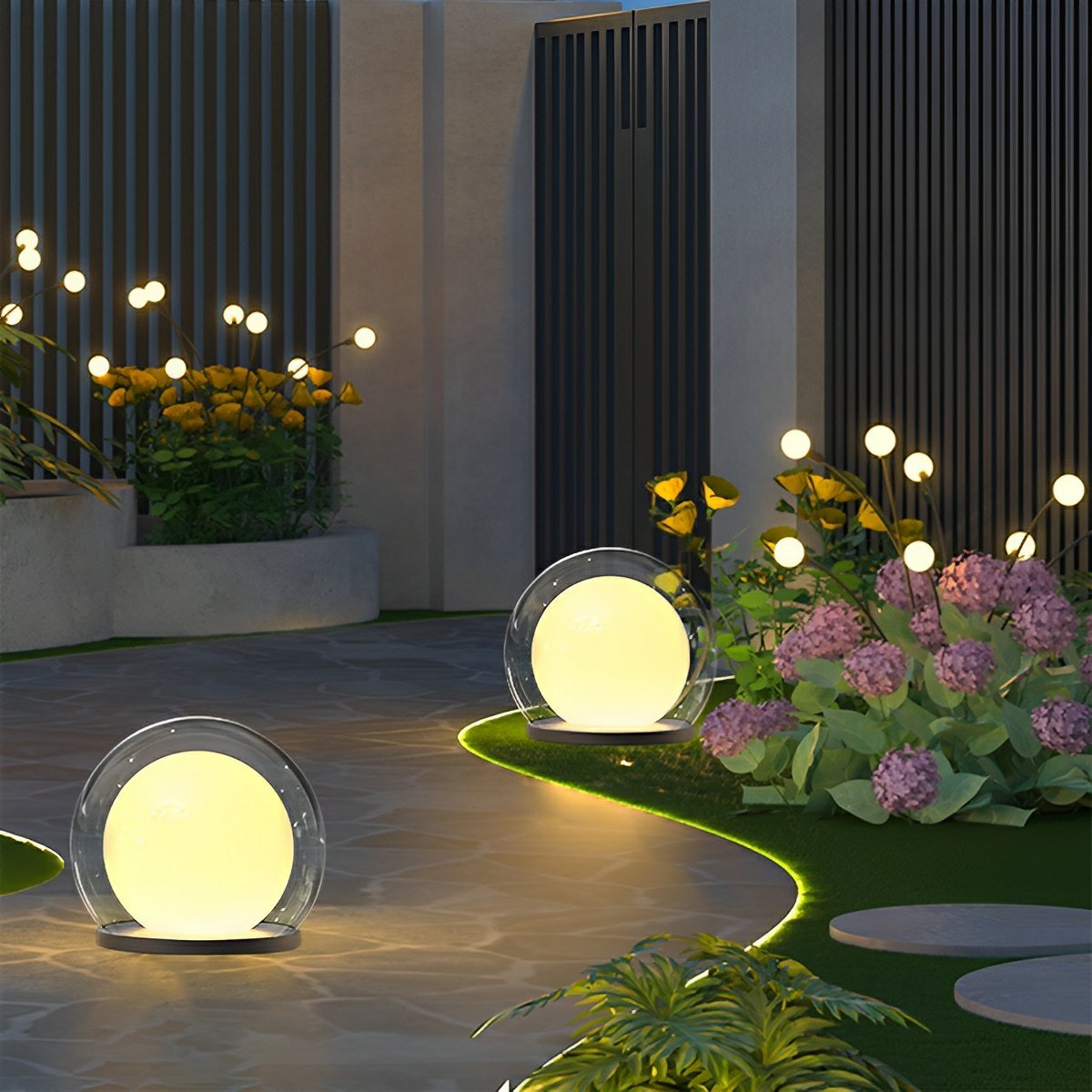 Waterproof Moon Bubble Post Outdoor Light