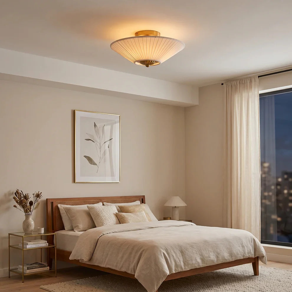 Ivory Fabric Flush Mount Ceiling Light