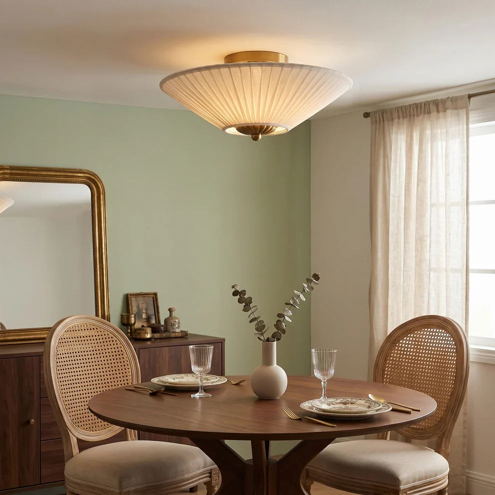 Ivory Fabric Flush Mount Ceiling Light