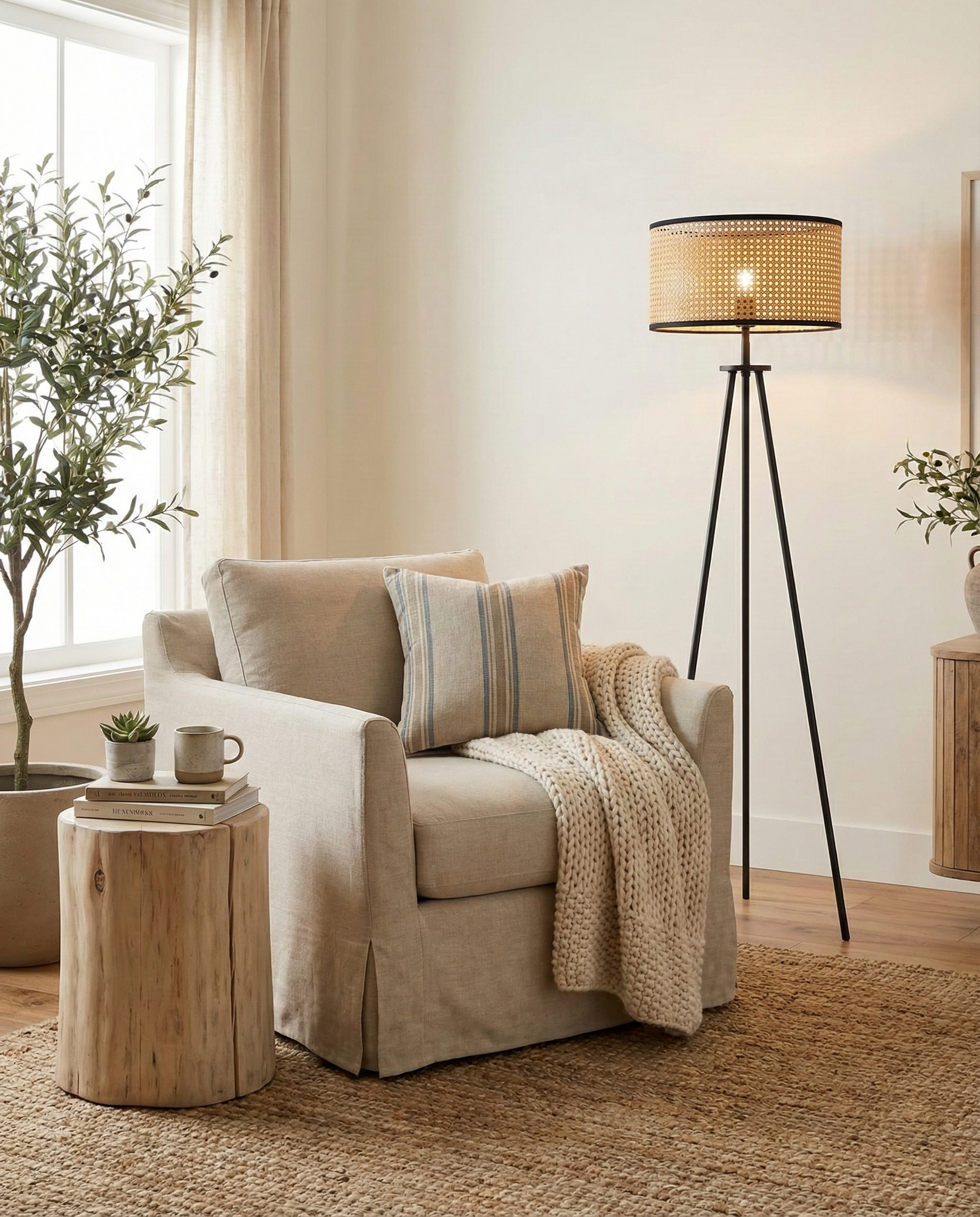 Rowan Woven Rattan Floor Lamp
